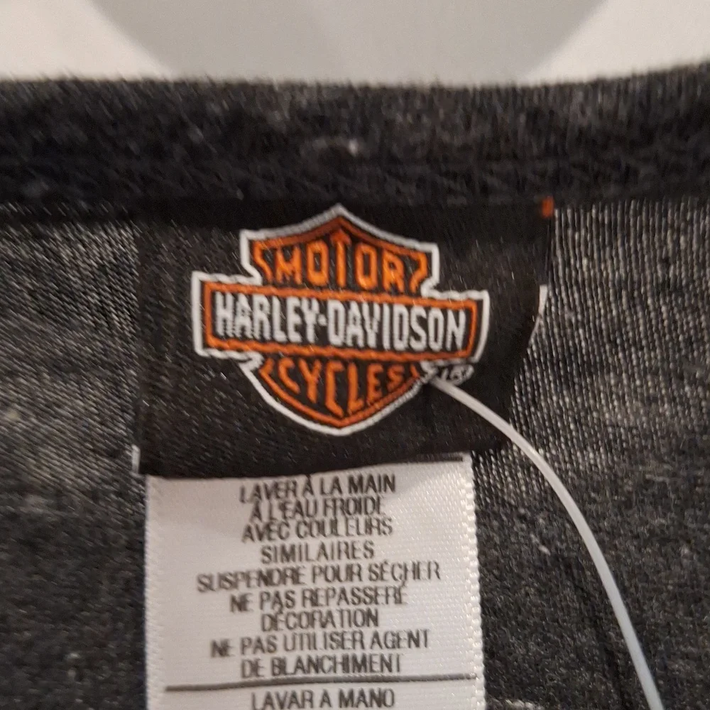 Harley-Davidson Charcoal Long Sleeve Tee Foxy W/ Fishnet Size M - Picture 2 of 11